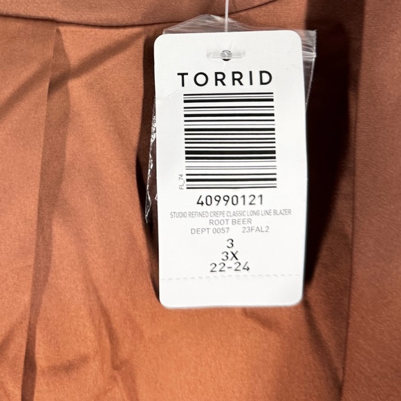 NWT Torrid Soho Studio Refined Crepe Blazer Root Beer 3x 22 24 - Picture 7 of 7